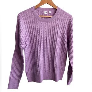 GAP Lavender Cable Knit Sweater Women’s Large Crewneck Cotton Blend